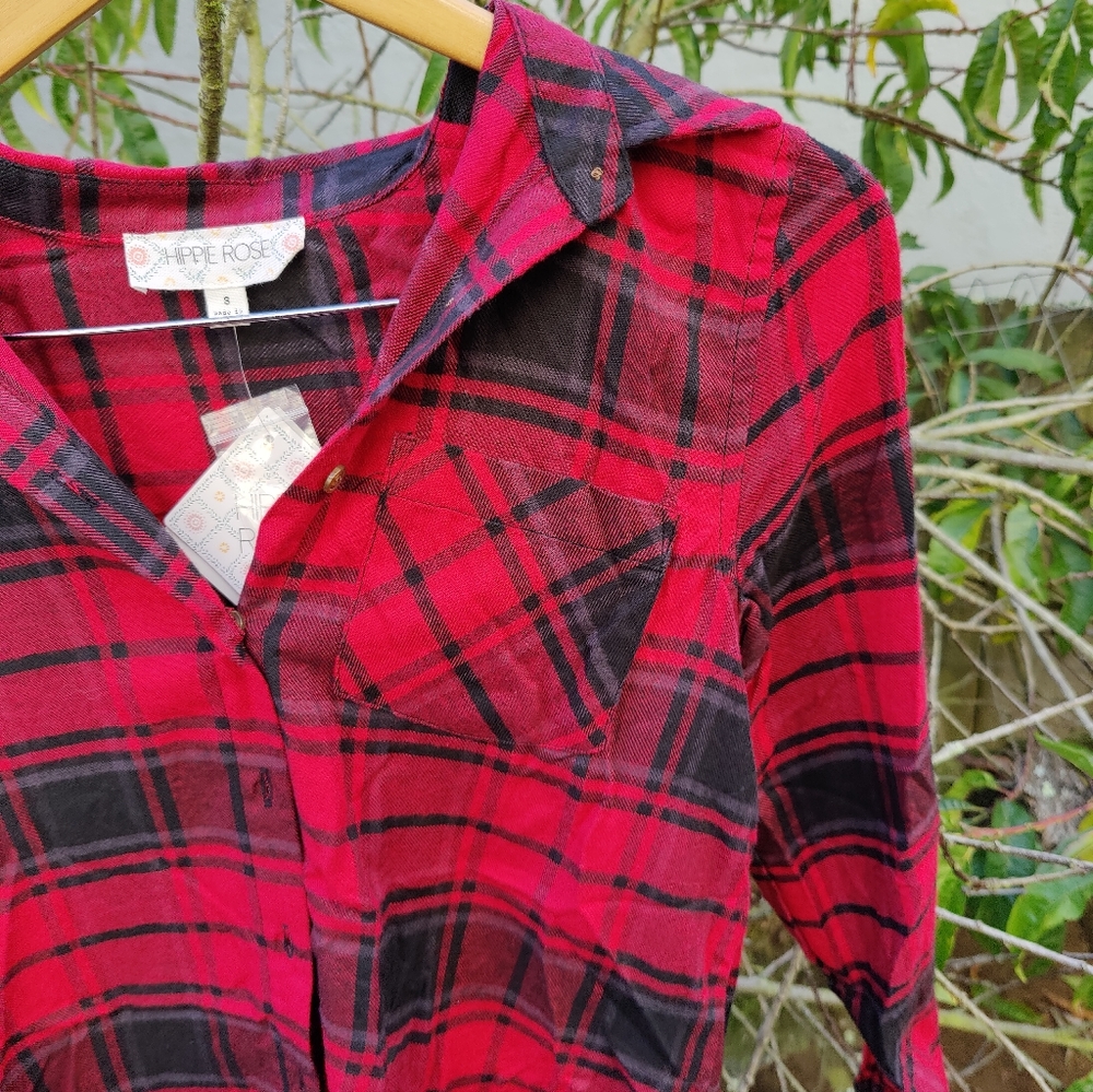 Hippie Rose Flannel Button Down | S